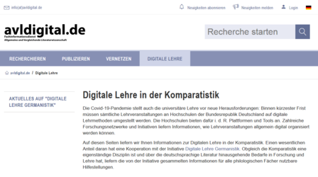 Landing page of the module &quot;Digital teaching&quot; on avldigital.de