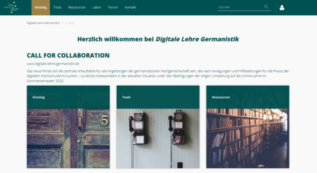 Landing page of the platform &quot;Digitale Lehre Germanistik&quot;